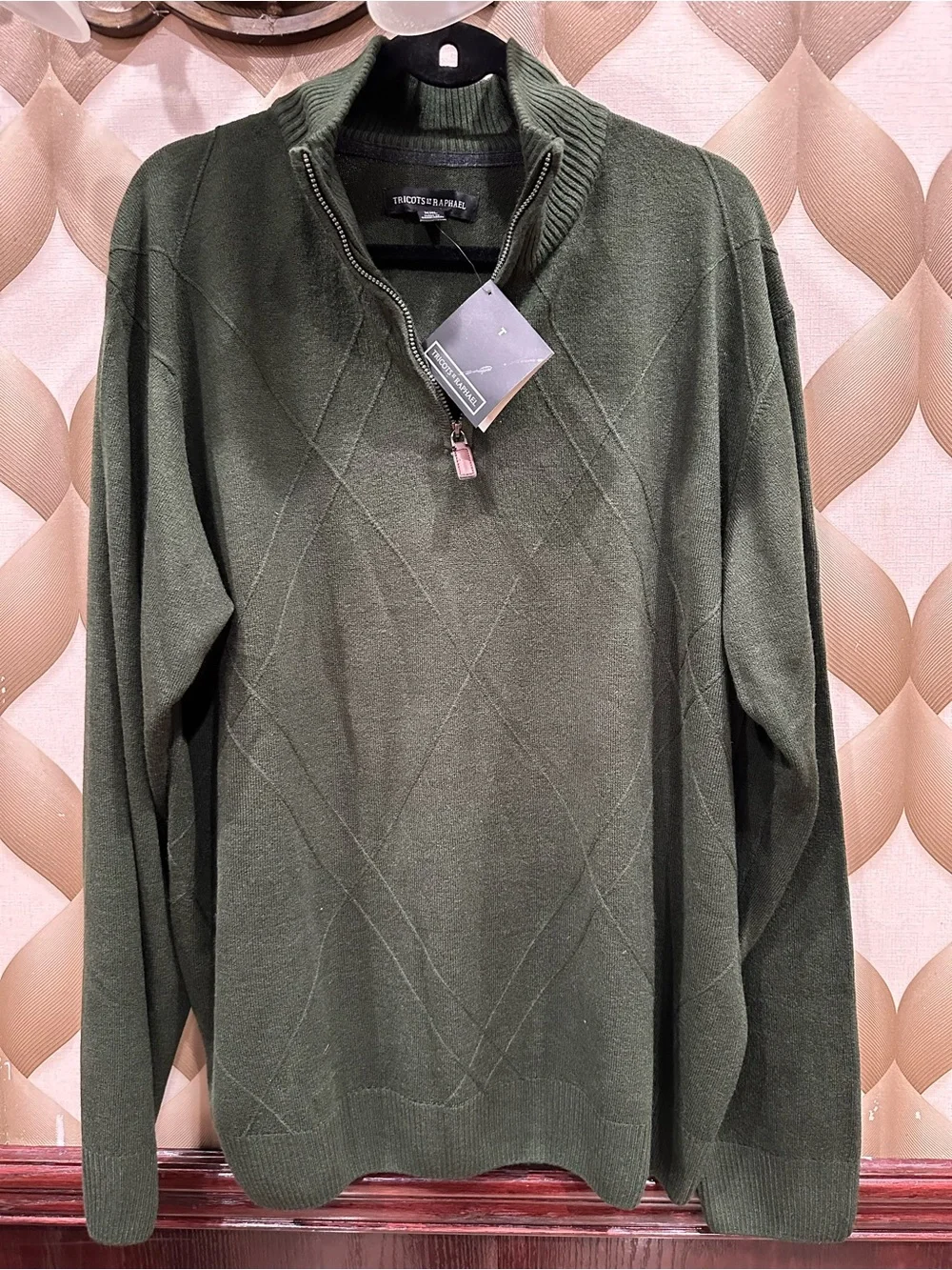 Tricots st Raphael Men's Half-Zip Mock Neck Sweater forest Green XXL